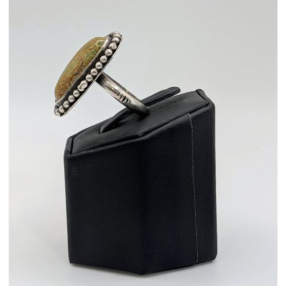 Vintage Sterling Silver Variscite Statement Ring Size 6.5 Tested Green Stone - Picture 2 of 7